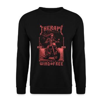 Therapie ist teuer Wind ist kostenlos Biker Schädel - Unisex Pullover - Schwarz - Vorne - Alina (178cm) & Michal (187cm)