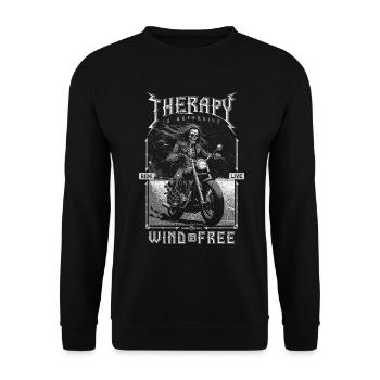 Therapie ist teuer Wind ist kostenlos Biker Schädel - Unisex Pullover - Schwarz - Vorne - Alina (178cm) & Michal (187cm)