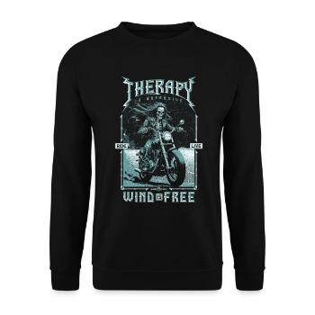 Therapie ist teuer Wind ist kostenlos Biker Schädel - Unisex Pullover - Schwarz - Vorne - Alina (178cm) & Michal (187cm)