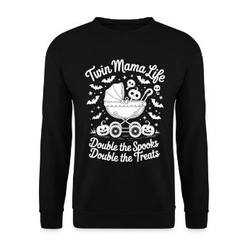 Twin Mama Life Double the Spooks Treats Halloween - Unisex Sweatshirt - black - Front - Alina (178cm) & Michal (187cm)