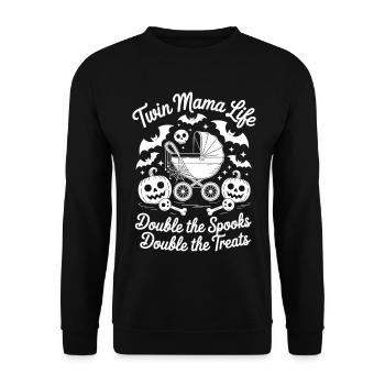 Twin Mama Life Double the Spooks Treats Halloween - Unisex Sweatshirt - black - Front - Alina (178cm) & Michal (187cm)