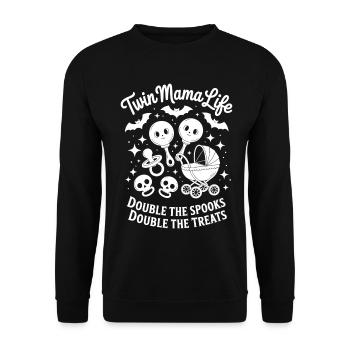 Twin Mama Life Double the Spooks Treats Halloween - Unisex Sweatshirt - black - Front - Alina (178cm) & Michal (187cm)
