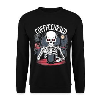 Coffee Cursed Skeleton Brewing Spooky Halloween - Unisex Sweatshirt - black - Front - Alina (178cm) & Michal (187cm)