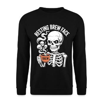 Resting Brew Face Skeleton Coffee Halloween - Unisex Sweatshirt - black - Front - Alina (178cm) & Michal (187cm)