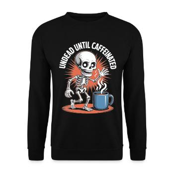 Undead Until Caffeinated Skeleton Coffee Run - Unisex Sweatshirt - black - Front - Alina (178cm) & Michal (187cm)
