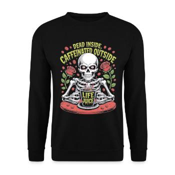 Dead Inside Caffeinated Outside Skeleton Coffee - Unisex Sweatshirt - black - Front - Alina (178cm) & Michal (187cm)