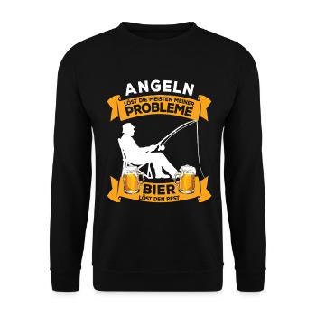 Fishing and Beer: Problem Solving, Angler Saying - Unisex Sweatshirt - black - Front - Alina (178cm) & Michal (187cm)