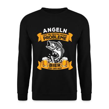 Fishing and Beer: Problem Solving, Angler Saying - Unisex Sweatshirt - black - Front - Alina (178cm) & Michal (187cm)