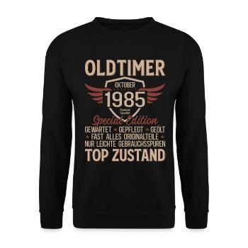 40th Birthday Gift Vintage Car October 1985 - Unisex Sweatshirt - black - Front - Alina (178cm) & Michal (187cm)