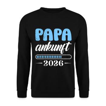 Werdender Vater PAPA ANKUNFT 2026 Lustig - Unisex Pullover - Schwarz - Vorne - Alina (178cm) & Michal (187cm)