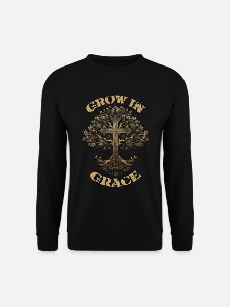 Christian Cross Tree Grow In Grace - Unisex Sweatshirt - black