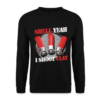 Tontaubenschießen Shell Yeah I Shoot Clay - Unisex Pullover - Schwarz - Vorne - Alina (178cm) & Michal (187cm)