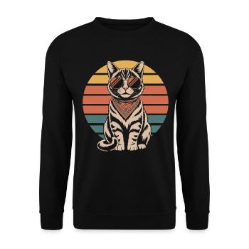 Katze Bunt - Unisex Pullover - Schwarz - Vorne - Alina (178cm) & Michal (187cm)