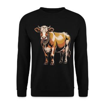 Cow portrait with bandana in earth tones - Unisex Sweatshirt - black - Front - Alina (178cm) & Michal (187cm)