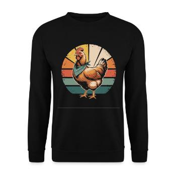 Poulet rétro avec bandana - Sweat-shirt Unisexe - noir - Devant - Alina (178cm) & Michal (187cm)