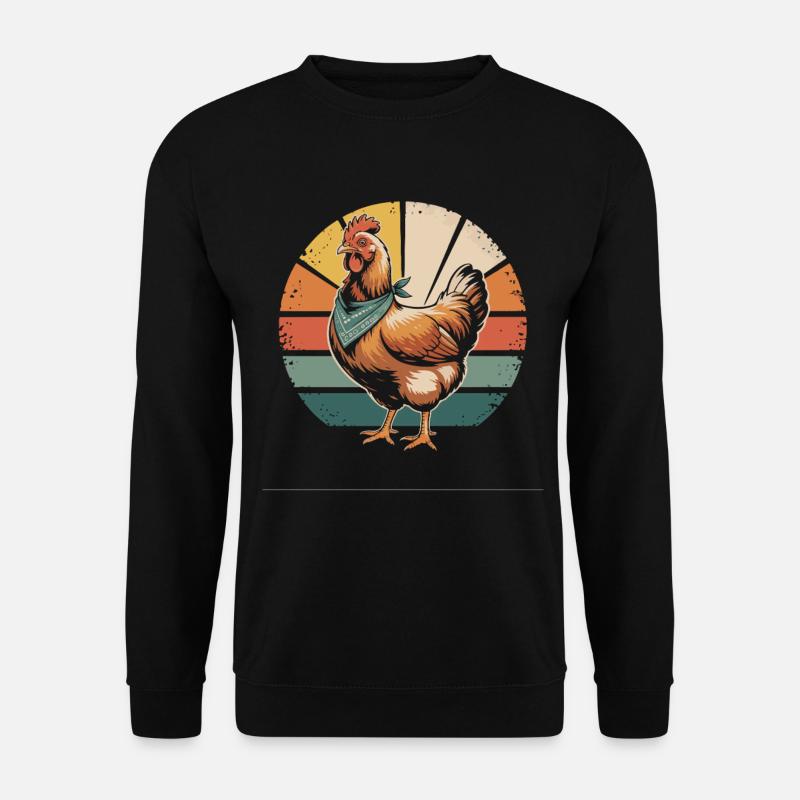Retro Chicken with Bandana - Unisex Sweatshirt - black