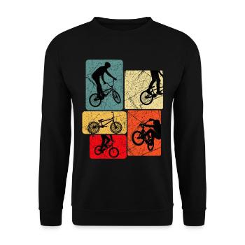 Bmx Fahrer Vintage Retro Hobby Sport Fahrrad - Unisex Pullover - Schwarz - Vorne - Alina (178cm) & Michal (187cm)