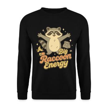 Big Raccoon Energy Humour rétro - Sweat-shirt Unisexe - noir - Devant - Alina (178cm) & Michal (187cm)