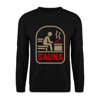 Sauna symbol: warmth, peace and stone - Unisex Sweatshirt - black - Front - Alina (178cm) & Michal (187cm)