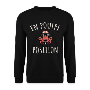 En poulpe position Jeu de mots drôle  - Sweat-shirt Unisexe - noir - Devant - Alina (178cm) & Michal (187cm)