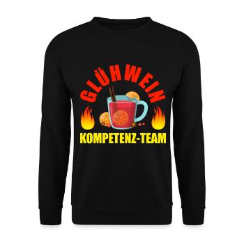 Glühwein Kompetenz Team Weihnachtsmarkt - Unisex Pullover - Schwarz - Vorne - Alina (178cm) & Michal (187cm)