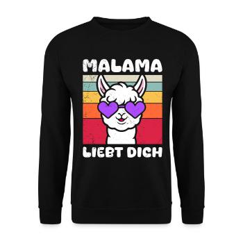 Bald Mama MALAMA LIEBT DICH Lustiges - Unisex Pullover - Schwarz - Vorne - Alina (178cm) & Michal (187cm)