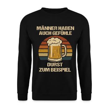 Men's Feelings Shirt – Thirst Beer Saying - Unisex Sweatshirt - black - Front - Alina (178cm) & Michal (187cm)