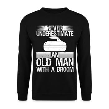 Never Underestimate An Old Man With A Broom - Unisex Sweatshirt - black - Front - Alina (178cm) & Michal (187cm)