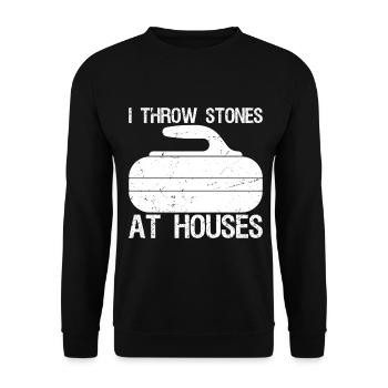 I Throw Stones At Houses Funny Curling - Unisex Sweatshirt - black - Front - Alina (178cm) & Michal (187cm)