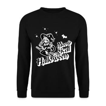 Meowgical Halloween - Spooky Anime Catgirl Sorcière - Sweat-shirt Unisexe - noir - Devant - Alina (178cm) & Michal (187cm)