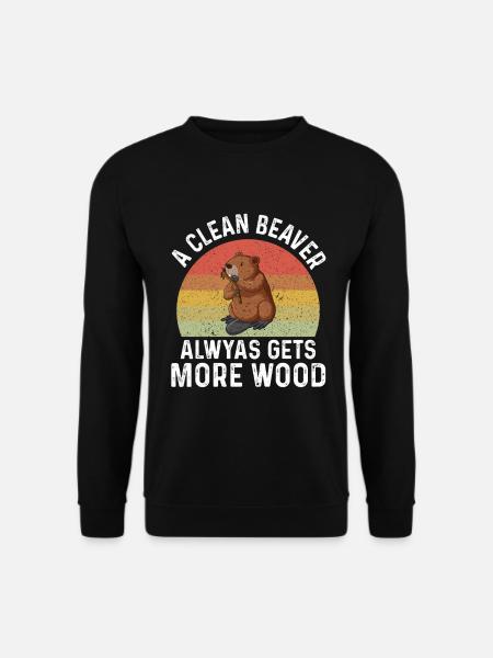 Biber mit Holz Humor Retro-Print - Unisex Pullover - Schwarz
