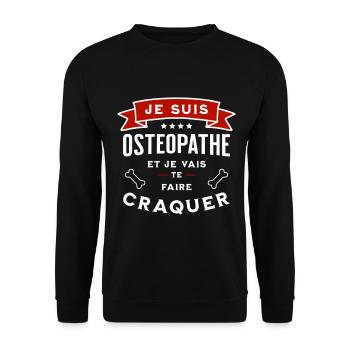 Ich bin Osteopath und ich werde dich dazu bringen, dich zu verlieben - Unisex Pullover - Schwarz - Vorne - Alina (178cm) & Michal (187cm)