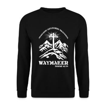 Christen Bibel Spruch Kreuz Waymaker - Unisex Pullover - Schwarz - Vorne - Alina (178cm) & Michal (187cm)