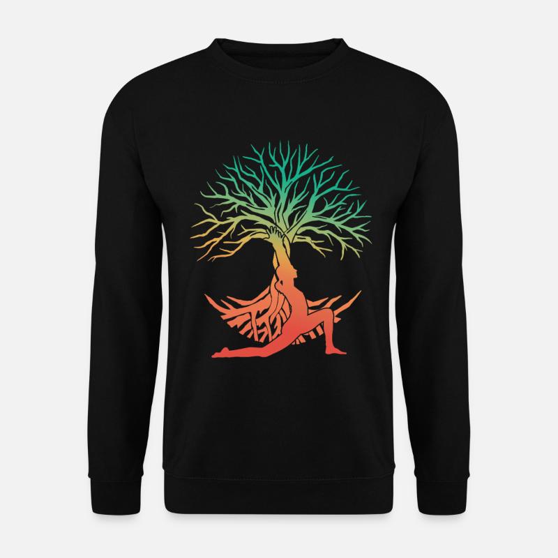 Yoga Baumfigur im Regenbogen - Unisex Pullover - Schwarz