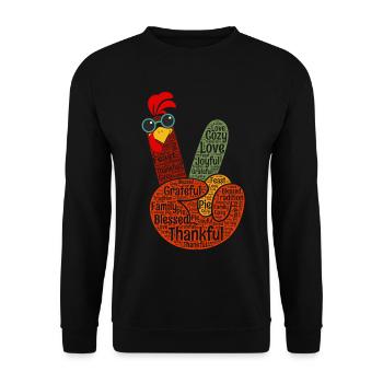 Signe de paix reconnaissant main - Sweat-shirt Unisexe - noir - Devant - Alina (178cm) & Michal (187cm)