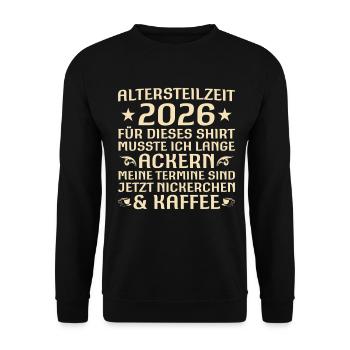 Partial retirement 2026 Funny colleague farewell - Unisex Sweatshirt - black - Front - Alina (178cm) & Michal (187cm)