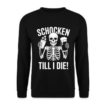 Schocken Till I Die! Schock Aus Sklett Schock out! - Unisex Pullover - Schwarz - Vorne - Alina (178cm) & Michal (187cm)