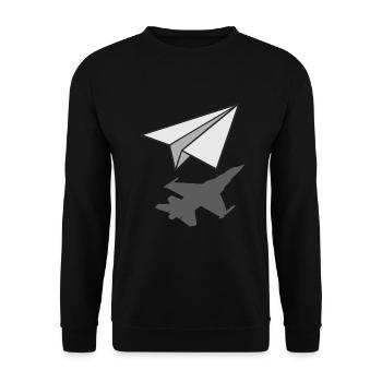 Papierflugzeug Luftfahrtingenieur Luftfahrt Geschenk - Unisex Pullover - Schwarz - Vorne - Alina (178cm) & Michal (187cm)