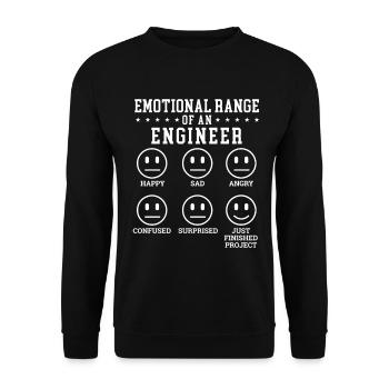 Emotionale Bandbreite Eines Ingenieurs Mechanischer Witz - Unisex Pullover - Schwarz - Vorne - Alina (178cm) & Michal (187cm)