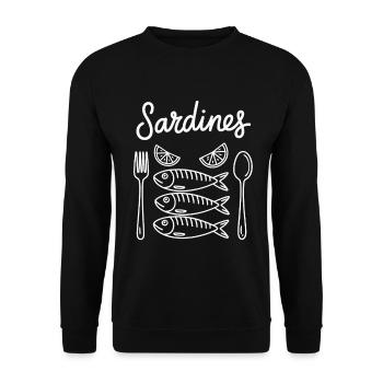 Ligne de sardines avec couverts - Sweat-shirt Unisexe - noir - Devant - Alina (178cm) & Michal (187cm)