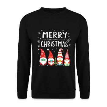 Merry Christmas Gnome Christmas - Unisex Sweatshirt - black - Front - Alina (178cm) & Michal (187cm)