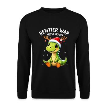 Rentier War Ausverkauft Dino Weihnachten T Rex - Unisex Pullover - Schwarz - Vorne - Alina (178cm) & Michal (187cm)