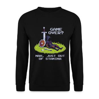 No Game Over | Only Stamina Empty - RPG Vibe - Unisex Sweatshirt - black - Front - Alina (178cm) & Michal (187cm)