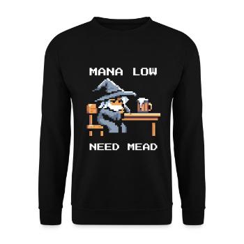 Mana leer? Met hilft! | Zauberer RPG Witz - Unisex Pullover - Schwarz - Vorne - Alina (178cm) & Michal (187cm)