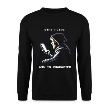 Rester en vie | Humour RPG dans le personnage - Sweat-shirt Unisexe - noir - Devant - Alina (178cm) & Michal (187cm)