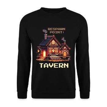 Respawn Point Tavern | RPG Humor & Beer - Unisex Sweatshirt - black - Front - Alina (178cm) & Michal (187cm)