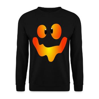 Drôle de citrouille visage Halloween chemise tenue haut - Sweat-shirt Unisexe - noir - Devant - Alina (178cm) & Michal (187cm)