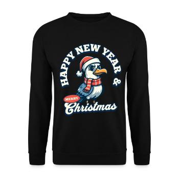 Cheeky Seagull – Joyeux Noël et Bonne Année - Sweat-shirt Unisexe - noir - Devant - Alina (178cm) & Michal (187cm)