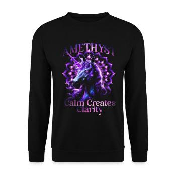 Birthstone February Amethyst - Unisex Sweatshirt - black - Front - Alina (178cm) & Michal (187cm)