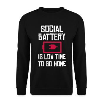 Social Battery: Time Home - Unisex Sweatshirt - black - Front - Alina (178cm) & Michal (187cm)